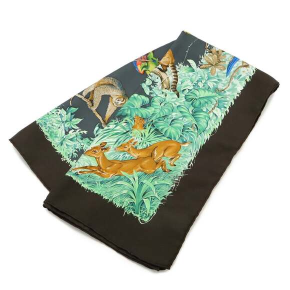 HERMES Brown Silk Scarf